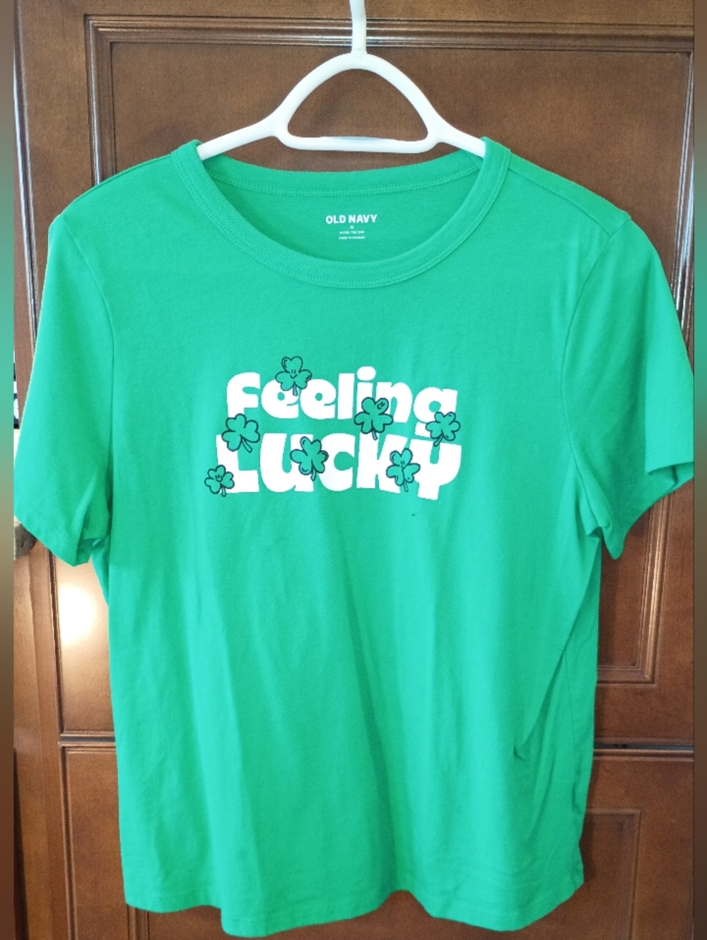 Old Navy 'Feeling Lucky' Green Graphic Tee